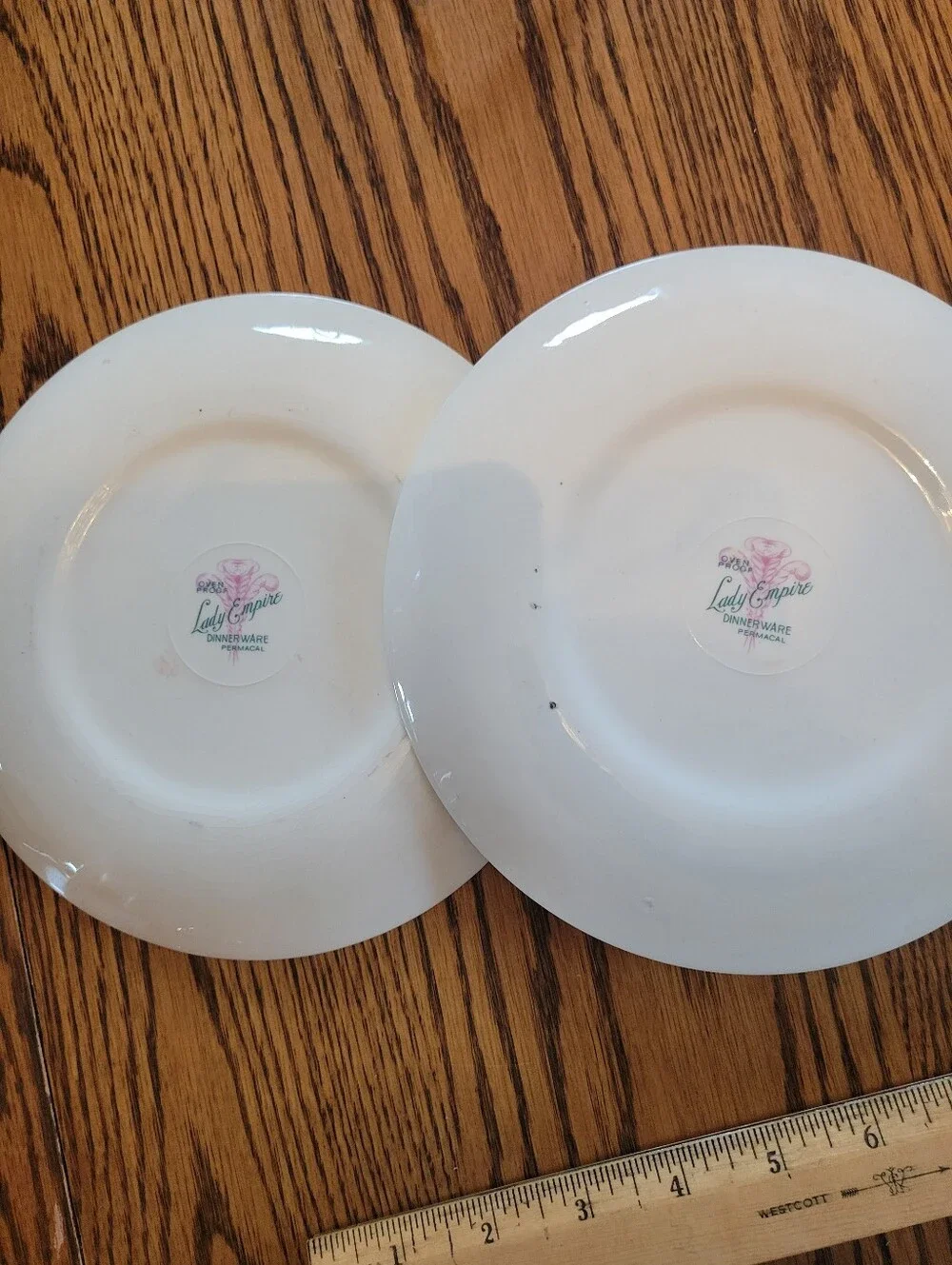 Vintage Lady Empire Starflower Permacal Salad Luncheon Bread Plates (2) 1950s